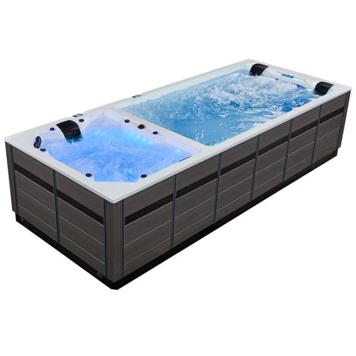 AWT Innovation590 Dual SwimSpa & Whirlpool – luxuriöser Outdoor-Pool in Weiß-Grau