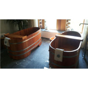 ärchenholz-Badewannen mit fest eingebauter Rückenlehne und Wandanschlussverkleidung