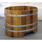  Eisbad aus Kambala-Holz mit Kühlaggregat hinten und Sitzbrett – hochwertige Ausführung für Outdoor-Nutzung