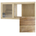 Designsauna mit rötlich-braunem Finish aus Thermo-Kiefer, ergänzt durch strukturreiche Detailaufnahme der thermisch behandelten Holzoberfläche.