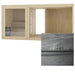 Moderne Außensauna mit dunkler, strukturierter Holzverkleidung in Shou Sugi Ban Optik, inklusive Nahaufnahme der markanten Holzmaserung.