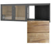 Designsauna Tauras Balance mit rötlich-braunem Finish aus Thermo-Kiefer, ergänzt durch strukturreiche Detailaufnahme der thermisch behandelten Holzoberfläche.