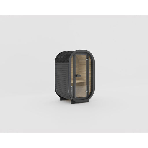 Ula Micro Außensauna in edlem Schwarz (Ebony) – Celsium Designsauna für Balkon und Garten