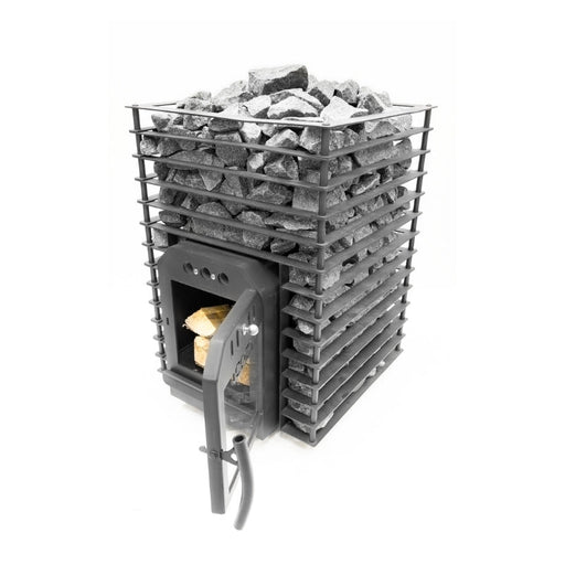 Saunaofen COZY 18 QUATTRO mit Sichtfenster und offener Tür – moderne Kombination aus Funktionalität und Design.