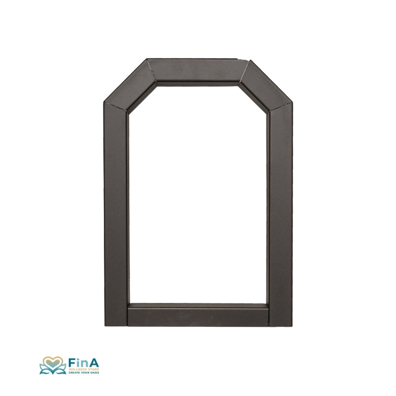 Front Cover COZY 12+18 – idealer Abschlussrahmen für Holz-Saunaöfen, langlebig und präzise gefertigt.
