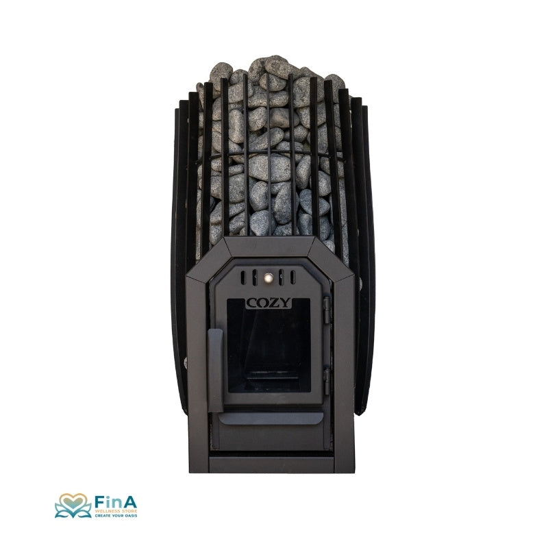 COZY Saunaofen mit Front Cover 12+18 – eleganter Abschlussrahmen trifft auf funktionales Design.
