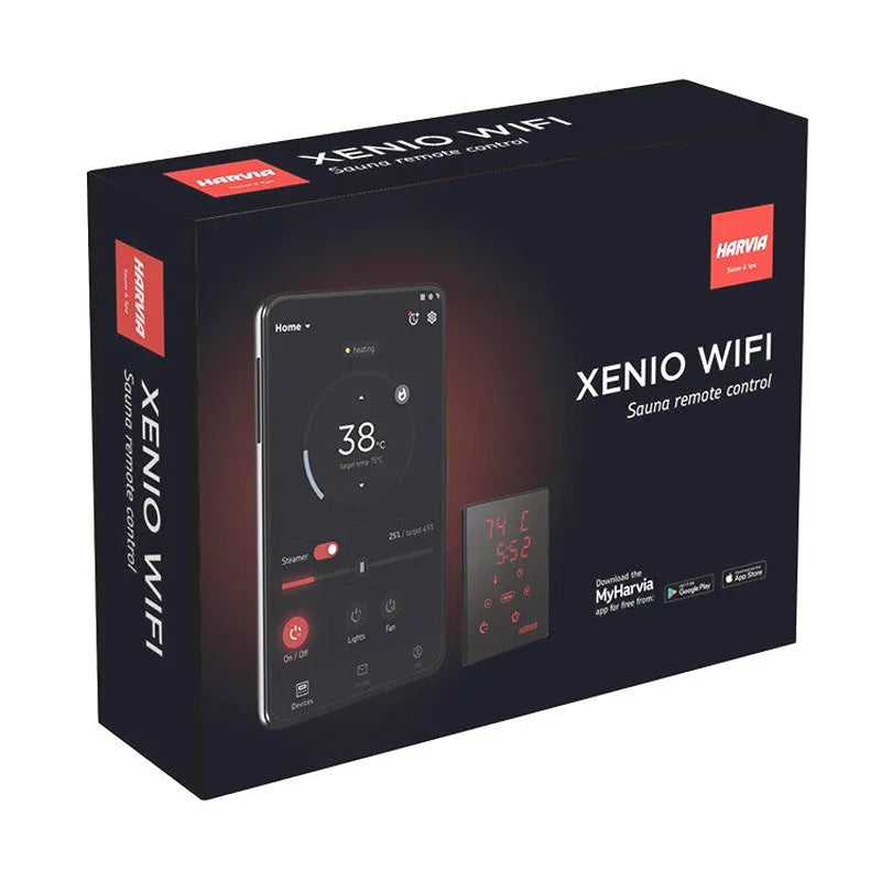 HARVIA Xenio WIFI Saunasteuerung mit Smartphone-App und Wandpaneel-Display zur Fernbedienung der Sauna