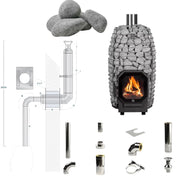 HUUM Schornsteinset für oberen Wandanschluss – kompatibel mit HUUM HIVE Flow Holzofen, vertikale Wanddurchführung mit Edelstahlrohren