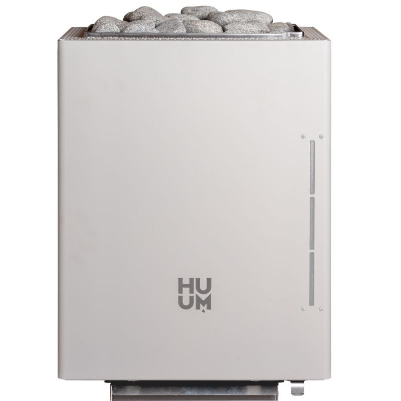 HUUM Core Wall Combi elektrischer Saunaofen in Weiß mit integrierter Dampffunktion, Frontansicht
