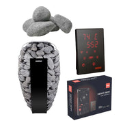 Harvia Spirit Elektro-Saunaofen Komplettset mit Saunasteine, digitaler Steuerung und WLAN-Touchdisplay in schwarzer Ausführung