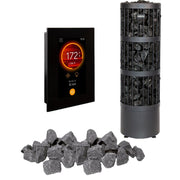 Harvia Legend Home Saunaofen-Komplettset mit digitaler Steuerung, Standsaunaofen und Saunasteinen in Grau