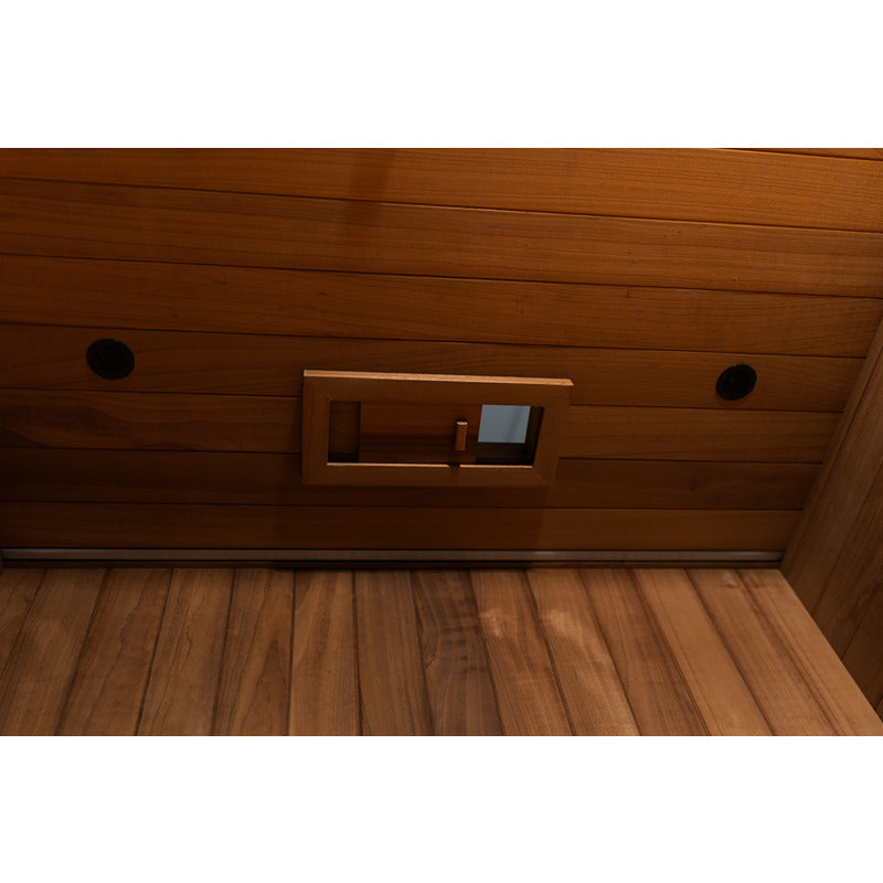 Belüftung und Holzdetails in der Hekla IR 100 Infrarotsauna 100x120 für 1 Person