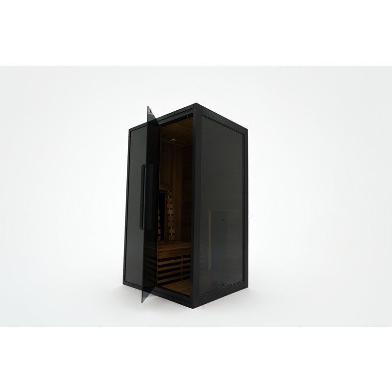 ekla IR 100 Infrarotsauna 100x120 für 1 Person mit geöffneter Tür