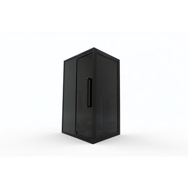 Geschlossene Glasfront der Hekla IR 100 Infrarotsauna 100x120 für 1 Person