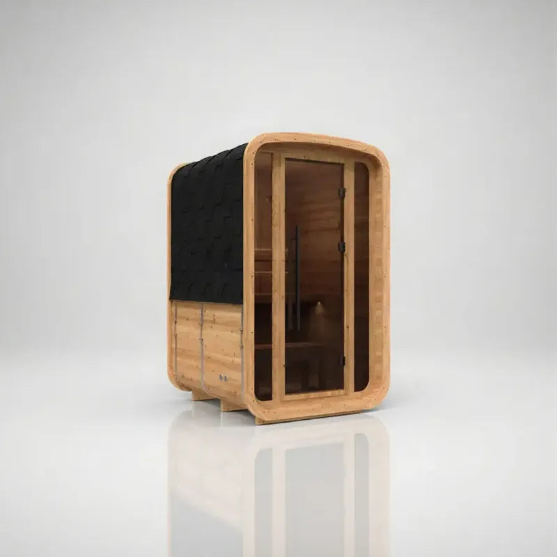 Hekla Mini Cube Outdoor Sauna Glazed, 2-Person