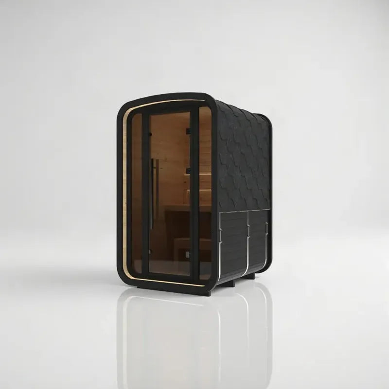 Hekla Mini Cube Outdoor Sauna Glazed, 2-Person