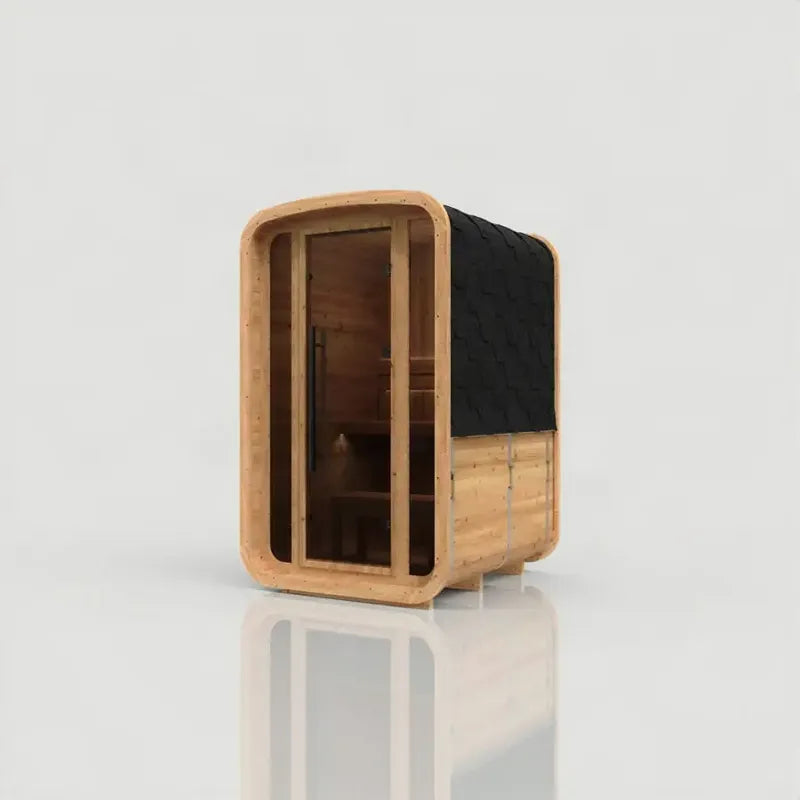 Hekla Mini Cube Outdoor Sauna Glazed, 2-Person
