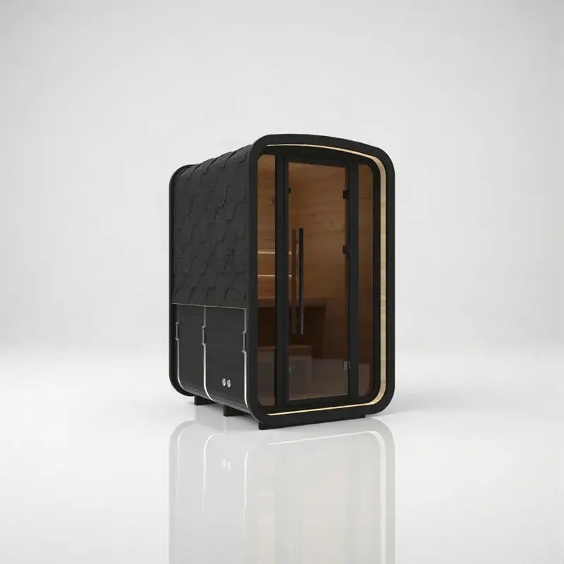 Hekla Mini Cube Outdoor Sauna Glazed, 2-Person
