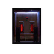 Hekla IR 160 Infrarotsauna mit zwei roten Infrarotstrahler-Elementen, Holzinnenwand und LED-Beleuchtung für zwei Personen