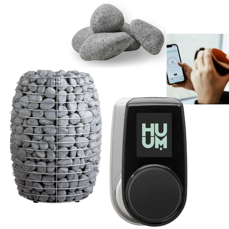 HUUM HIVE Mini Saunaofen mit Saunasteinen und WLAN-Steuereinheit, Smartphone-App zur Temperaturregelung