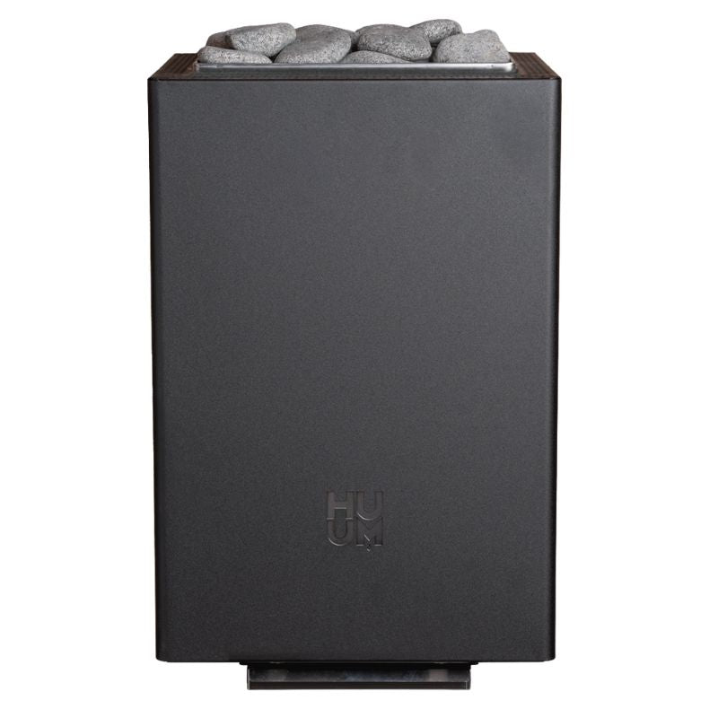 HUUM Core Wall Mini Combi elektrischer Saunaofen 3,6 kW in Schwarz mit integrierter Dampffunktion, Frontansicht