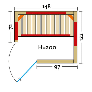 Infraworld-Infrarotkabine-Grundriss-Vario-Natura-148-Ecke_Tuer_li