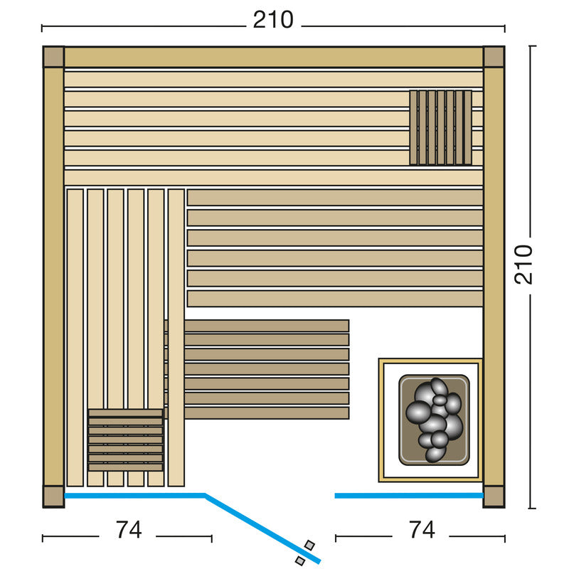 Infraworld Panorama Sauna 180 / 210 aus Fichte