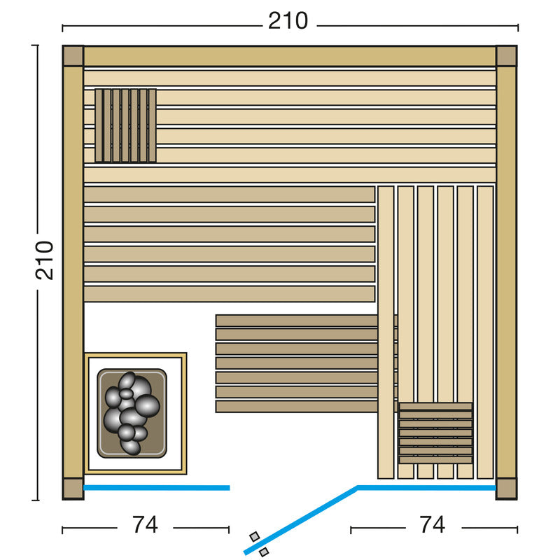 Infraworld Panorama Sauna 180 / 210 aus Fichte