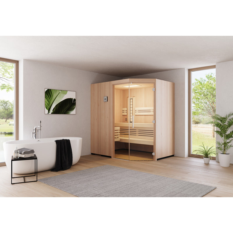 Infraworld-Sauna-nach-mass-Optima-Hemlock-Paneele_Ambiente