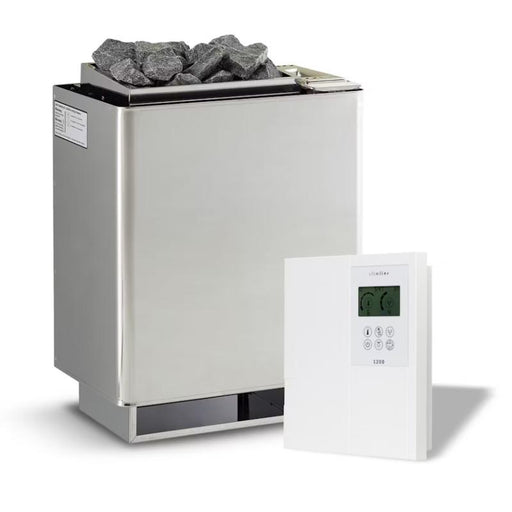 Infraworld Hotline S7 Saunaofen mit Verdampferfunktion und digitaler Steuereinheit 1200, weißes Gehäuse mit Granitsteinen