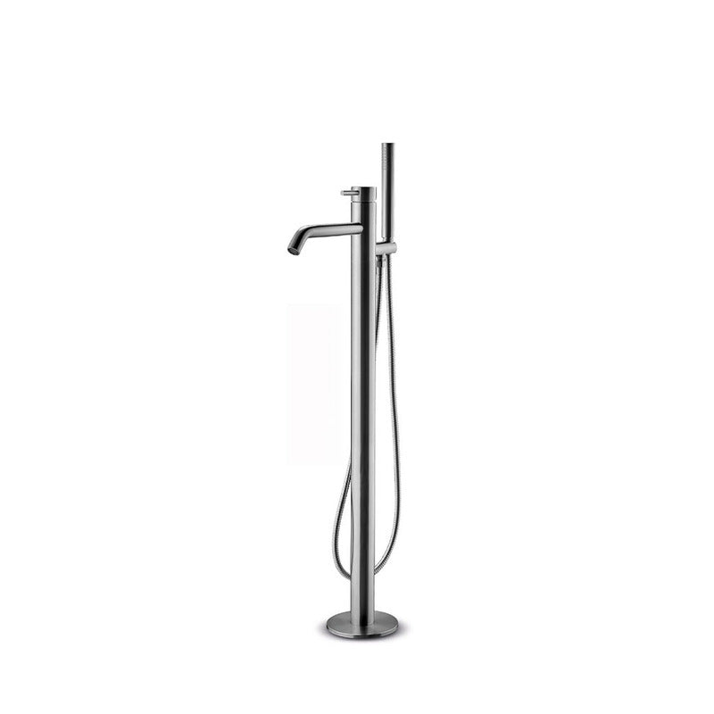 JEE-O slimline 02 Standarmatur in gebürstetem Edelstahl – elegante Armatur mit Handbrause für freistehende Badewannen