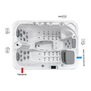 Fuß- und Rückenzonen mit Jet-Massagefunktion im Whirlpool Alpha 821 – modernes Spa-Design mit LED-Ausstattung