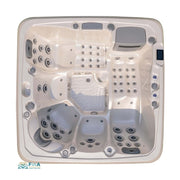Luxus Whirlpool JJSPA Alpha 823A mit Hydromassagedüsen und Einstiegstreppe – modernes Spa-Design für den Außenbereich