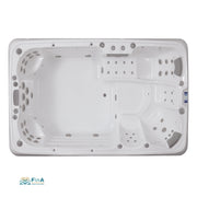 JJSpa Beta 6151 Swim Spa Draufsicht mit Massagedüsen und Sitzbereichen für 7 Personen
