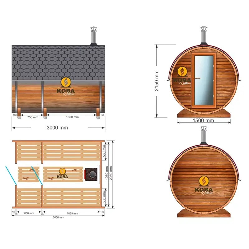 Koba-Basic-Fass-Aussensauna-in-Fichte-3000mm-laenge-vorzimmer