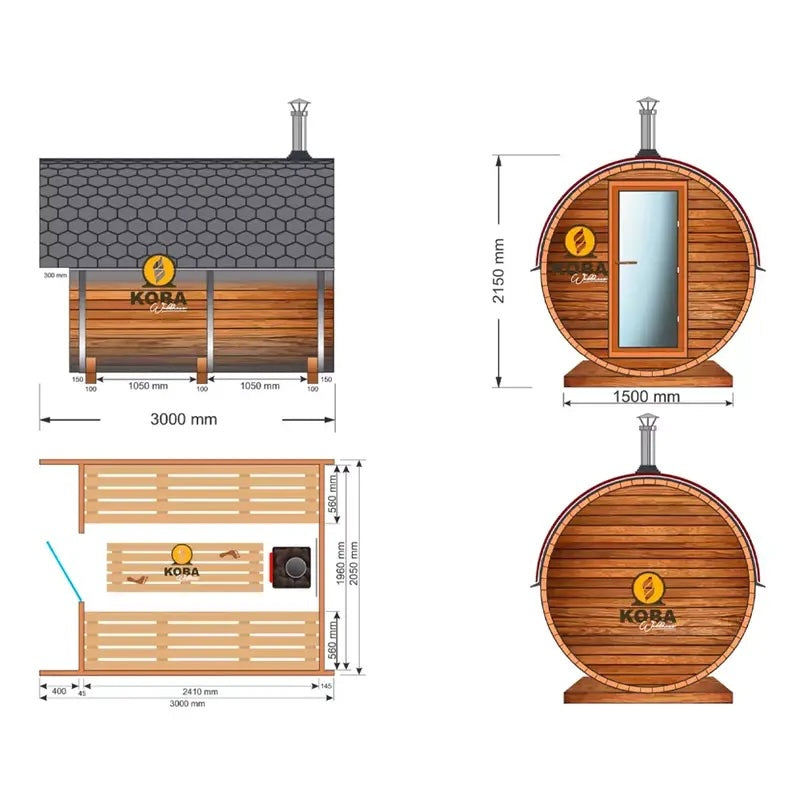 Koba-Basic-Fass-Aussensauna-in-Fichte-3000mm-laenge