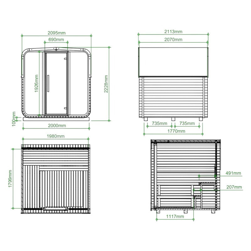 Koba-Quader-KQ-210-Aussensauna-aus-Fichte-fur-4-6-Personen-grundris