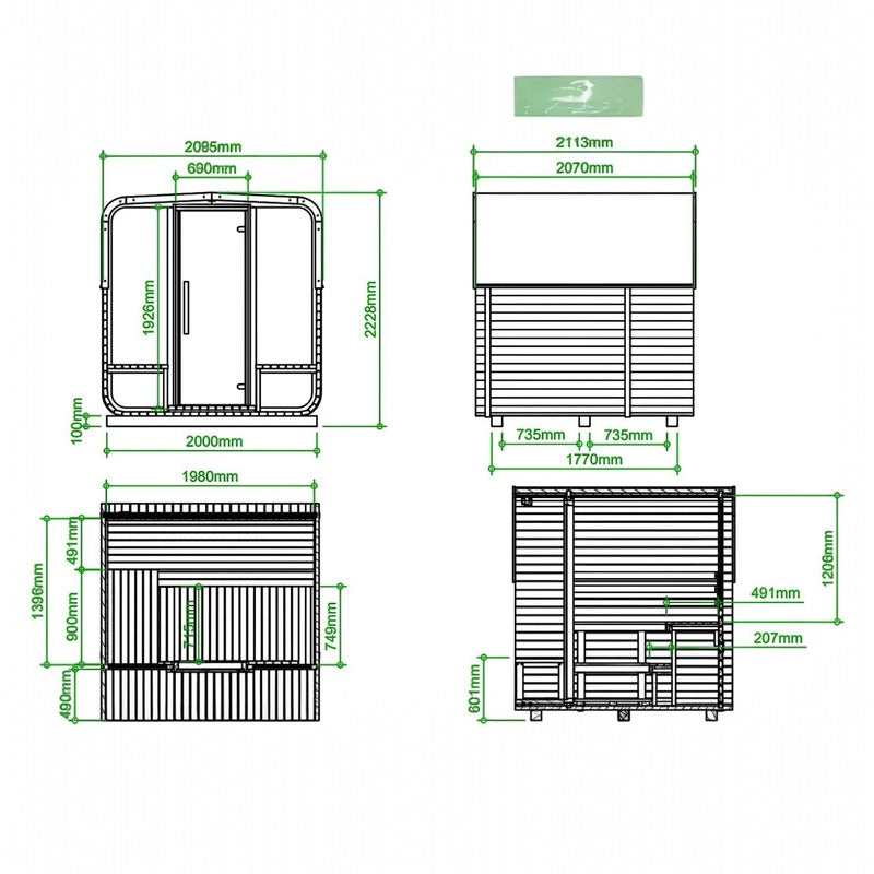 Koba-Quader-KTQ-210-Aussensauna-aus-Fichte-fur-bis-zu-4-Personen-grundris