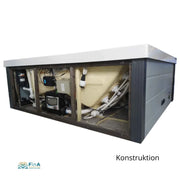 Innenansicht der technischen Konstruktion des JJSPA Alpha 9041 – Isolierung, Pumpe und Leitungen sichtbar
