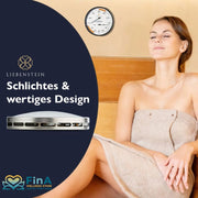 Edles, flaches Design des Liebenstein Klimamessers – ästhetisch ansprechend und perfekt für moderne Sauna-Interieurs