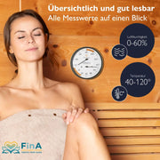 Liebenstein Sauna-Klimamesser mit Verpackung und Bedienungsanleitung – made in Germany, für exakte Kontrolle von Temperatur und Feuchte