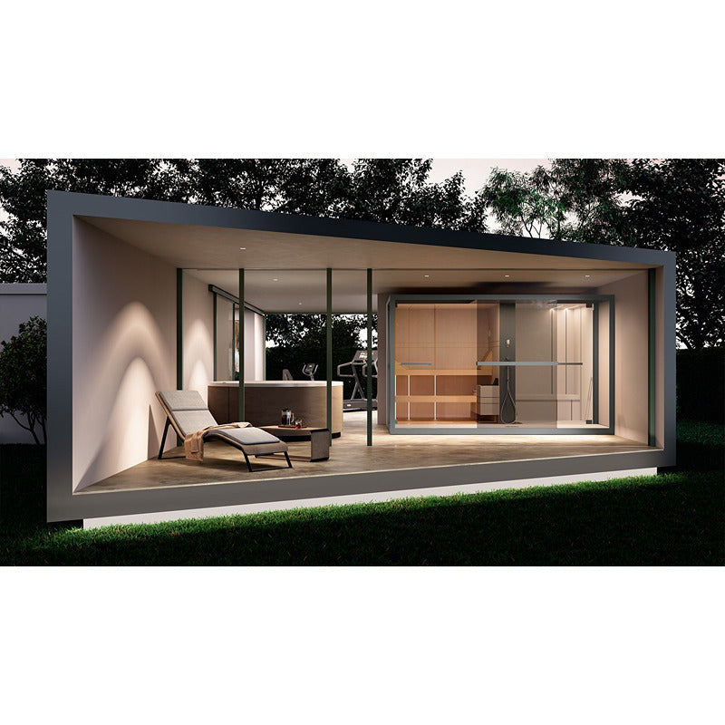 Novellini Celsius Patio – Sauna Hammam Dusche im stilvollen Gartenpavillon mit Lounge-Bereich