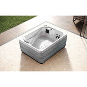 Novellini VITA Outdoor Spa L–XL–XXL in grauer Holzoptik mit integrierten Massagedüsen