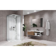 Novellini Glax 2 R Dampfdusche rund – Komplettdusche mit Schiebetüren, Dampfsauna, Kopfbrause, Massagedüsen und integriertem Sitz