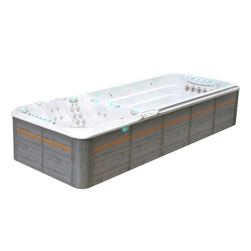 Passion Spas Vitality Swim Spa Sterling White Produktfoto Seitenansicht