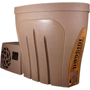 Passion Revive Pro Eisbad in Beige mit seitlichem Chiller-Aggregat und orangefarbenem Bedienfeld für Kältetherapie