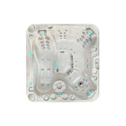 Passion Spas Pleasure Outdoor Whirlpool Draufsicht mit detailreicher Jet-Anordnung und Komfortsitzen