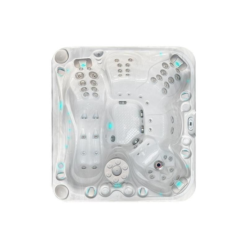 Passion Spas Pleasure Outdoor Whirlpool Draufsicht mit ergonomischen Sitz- und Liegeplätzen