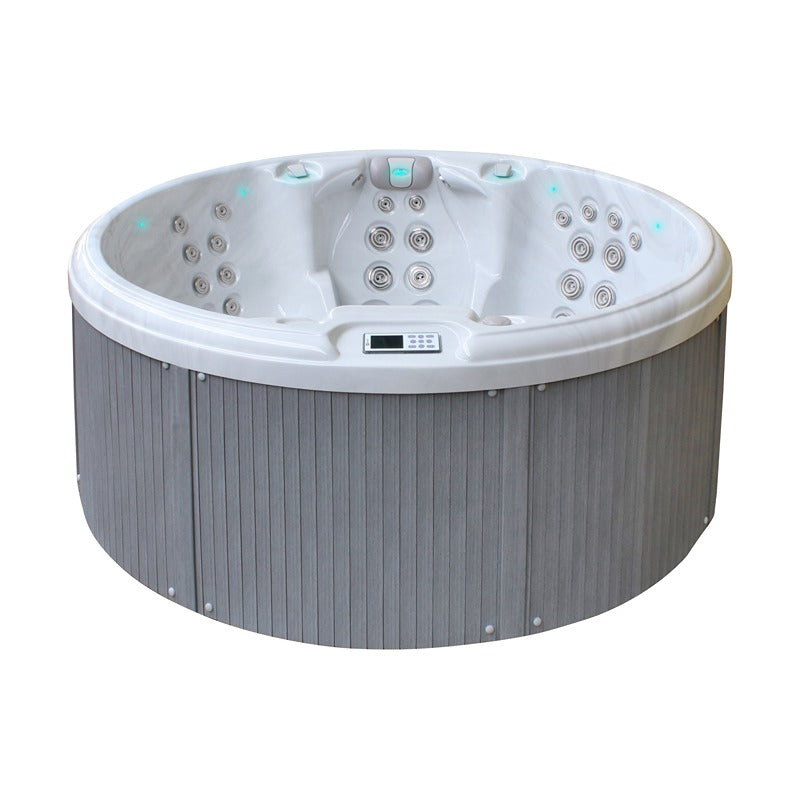 Passion Spas Recharge Whirlpool Ø 200 – seitliche Ansicht mit grauer Verkleidung