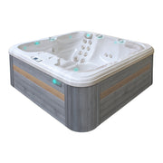 Passion Spas Refresh Whirlpool 200x200 – seitliche Ansicht mit grauer Verkleidung